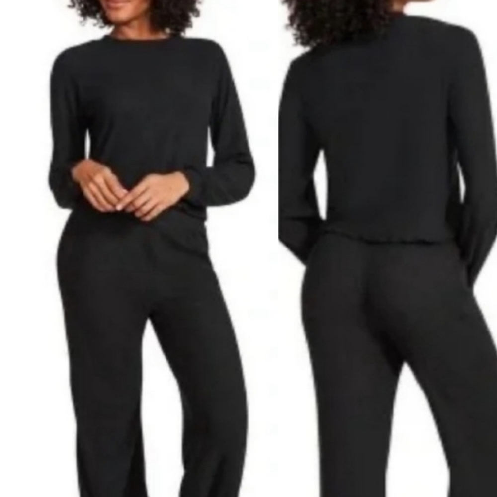 New BB Dakota Black Ribbed lounge Top sz L